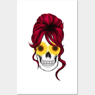 Sunflower skull Posters and Art